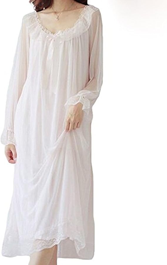 Amazon ネグリジェ ロング レディース ルームウェア 姫系 パジャマ ワンピース 部屋着 長袖 エレガント ルームワンピース ネグリジェ 通販