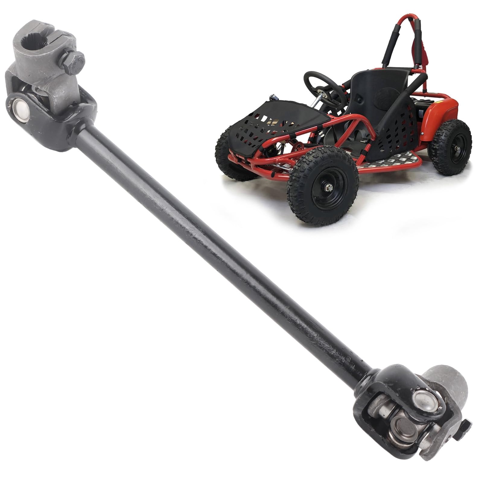 Lenksäulenwelle, 30T 375mm Go Kart Lenkgetriebe Achsschenkelwelle Stahllegierung für 110 125 DIY Go Kart Quad ATV