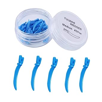 Disposable Dental Plastic Wedge, Dental Curved Matrix Wedges with Hole, Dental Fixing Wedge for Tooth Restoration Medium 40Pcs