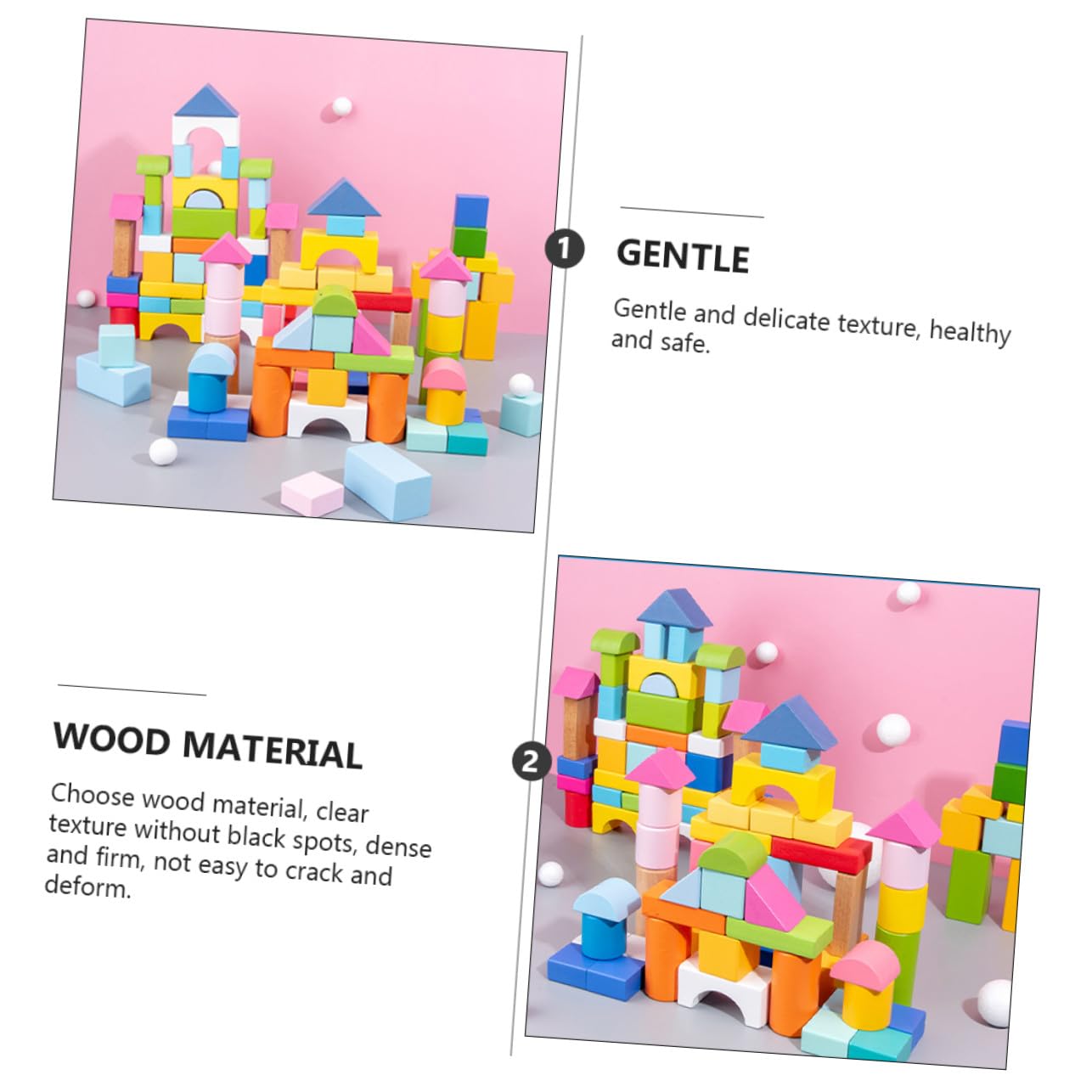 POPETPOP 100 Blocchi di Legno Colorati Educativo per Blocchi Geometrici Sicuri e Levigati per Sviluppo Cognitivo e Creatività Costruzioni in Legno e Resistente per Bambine