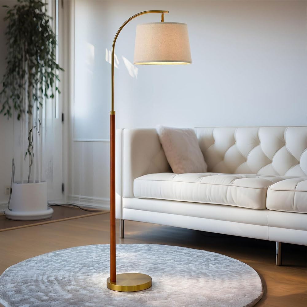 Lampa podłogowa z funkcją ściemniania, wysoka lampa stojąca z beżowym kloszem i ciężką podstawą, 3 temperatury barwowe, idealna do sypialni, biura, kącika do czytania, dekoracja przedszkola