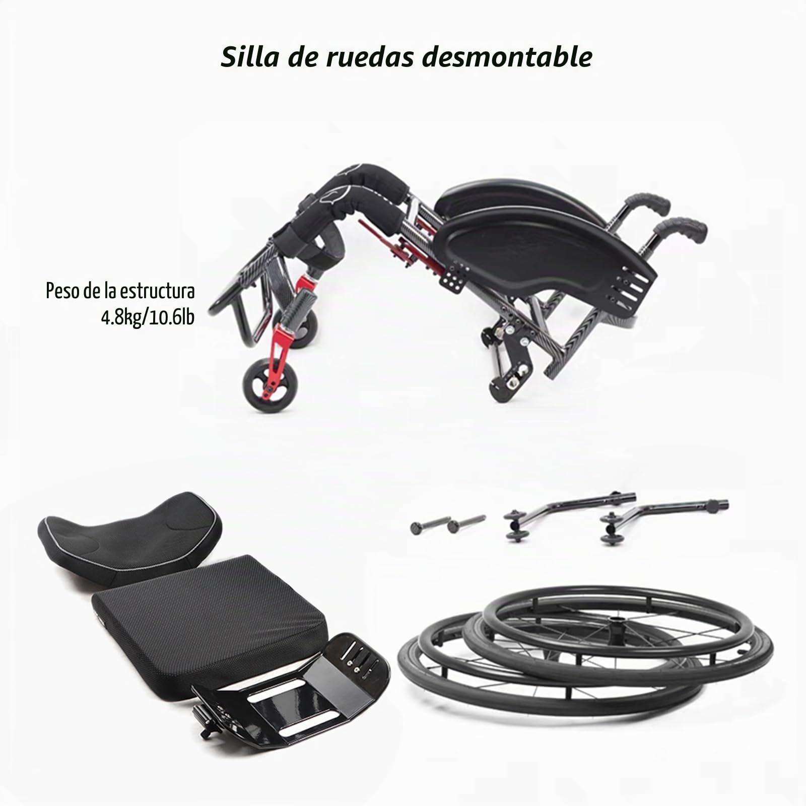 Silla De Ruedas Deportiva Todo Terreno,silla De Ruedas De Aluminio,silla De Ruedas Ligera Portátil,silla De Ruedas Para Adultos Con Antivuelco,sillas De Ruedas Manuales Autopropulsadas(42cm/16.5in)