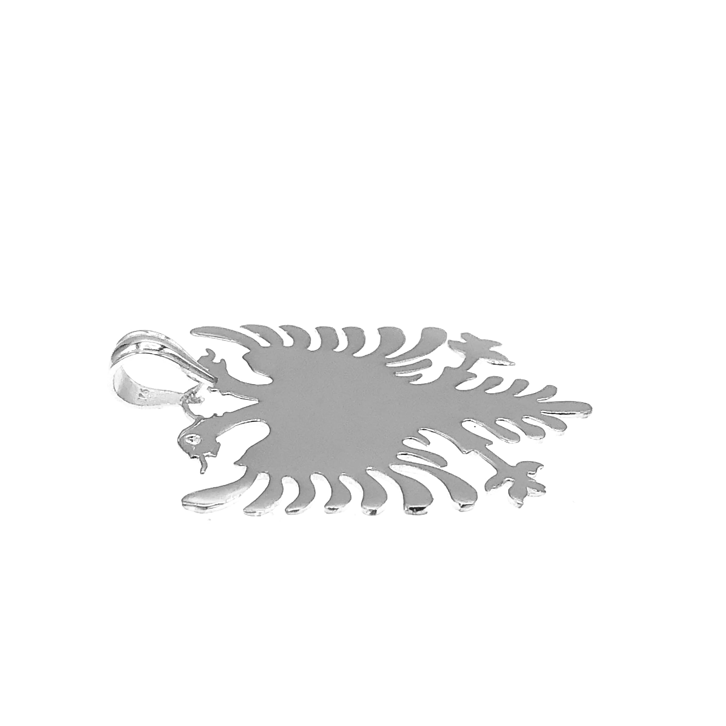 925 Sterling Silber Anhänger Albanische Adler Doppelkopf Albania Albanien Flagge Panzerkette/Unisex / 20797