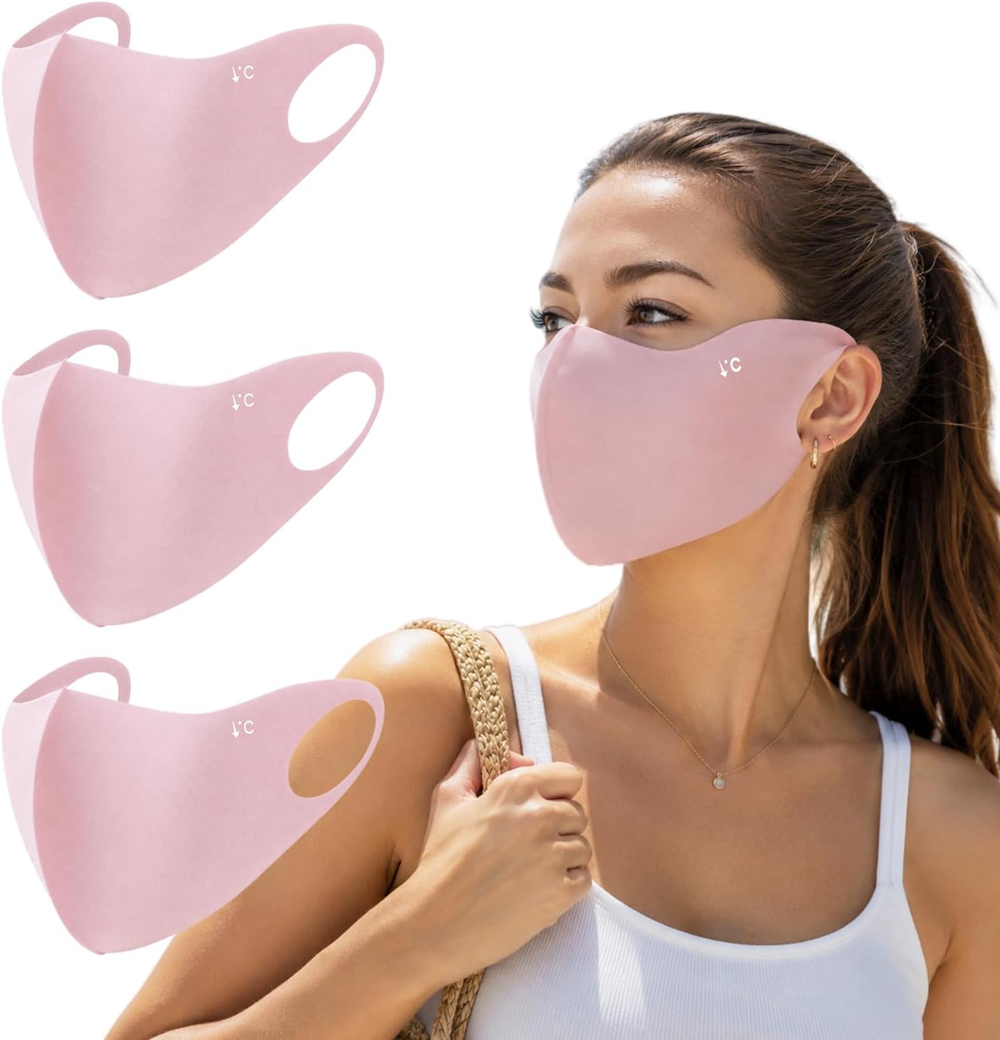 UV Sun Protection Face Mask 3 Pack, UPF50+ Cooling Breathable Lightweight Washable, Sun Face Masks for Summer Outdoors