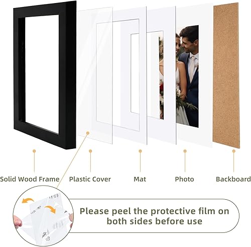 Miniatura 3 de HappyHapi Portarretratos de 5 x 7, paquete de 7 portarretratos para fotos de 5 x 7 pulgadas sin paspartú o de 4 x 6 pulgadas con paspartú, marco de