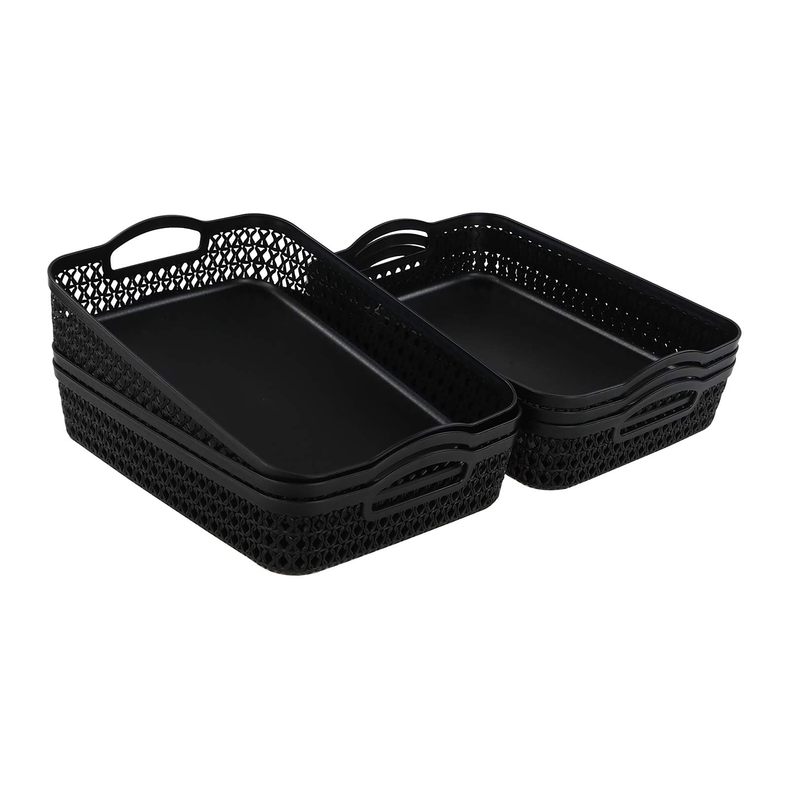 Uumitty Plastic Storage Tray Baskets with Handles, Pack of 6