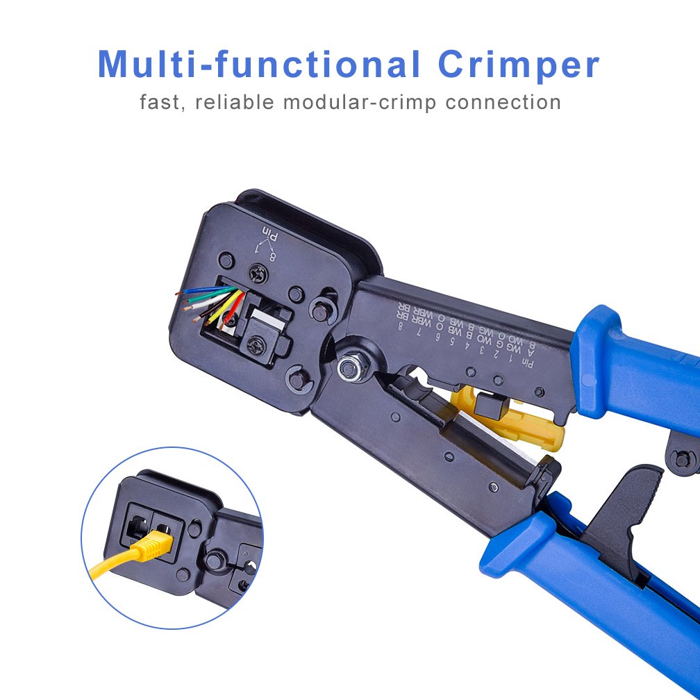RJ45 Crimp Tool Pass Through Crimper Cable Connector Crimping