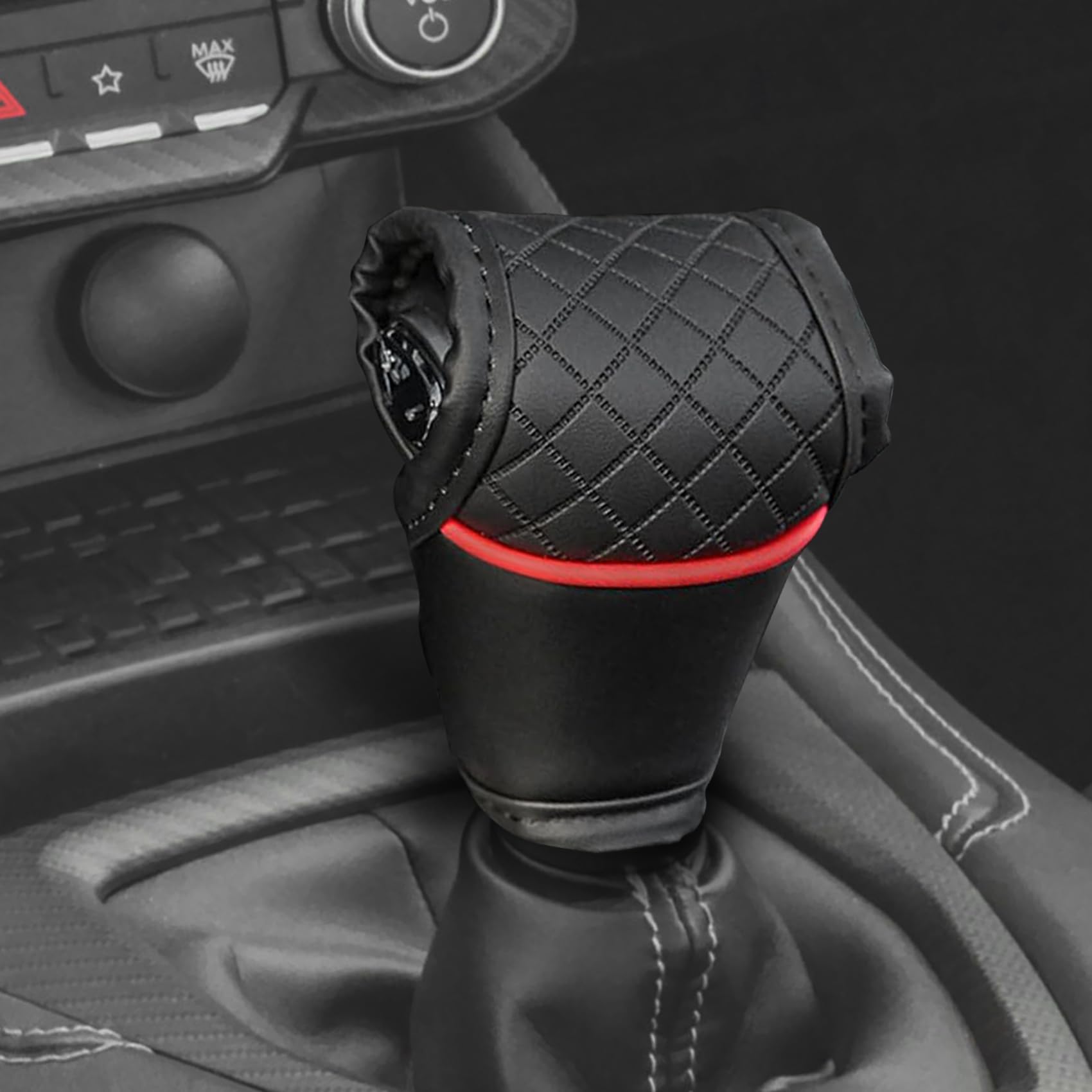 HQRNYP Leather Car Gear Shift Knob Cover, Stick Shift Cover, Anti-Slip Dust Waterproof Gear Shifter Stick Protector, Durable Car Accessories Shifter