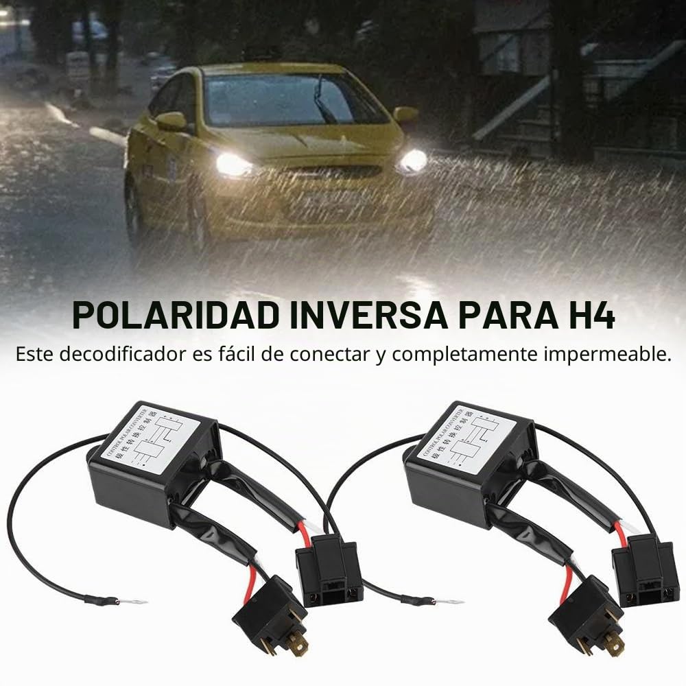 Convertidor de Polaridad, 2 Piezas Convertidor Negativo de Aleación LED, Adaptador de Arnés de Interruptor Negativo, Inversor Polaridad para H4