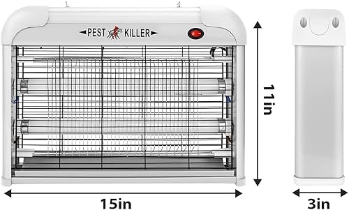 Miniatura 6 de Exterminador eléctrico de insectos para interiores, 2800 V potente asesino de insectos voladores con atracción de luz azul de 20 W, máquina de