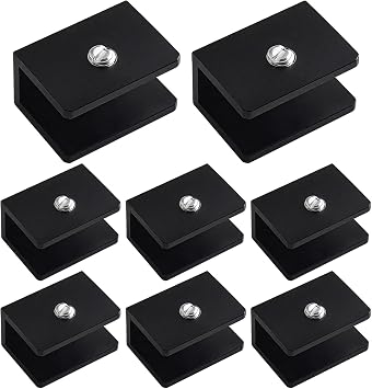 8 Pack No Drill Aluminum Alloy Glass Clamps 5-8mm Thick Shelf Brackets