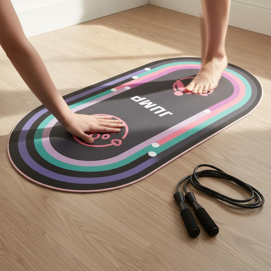 Colchoneta para saltar la cuerda y fitness antislizante para ejercicio en el hogar, para cardio - para piso