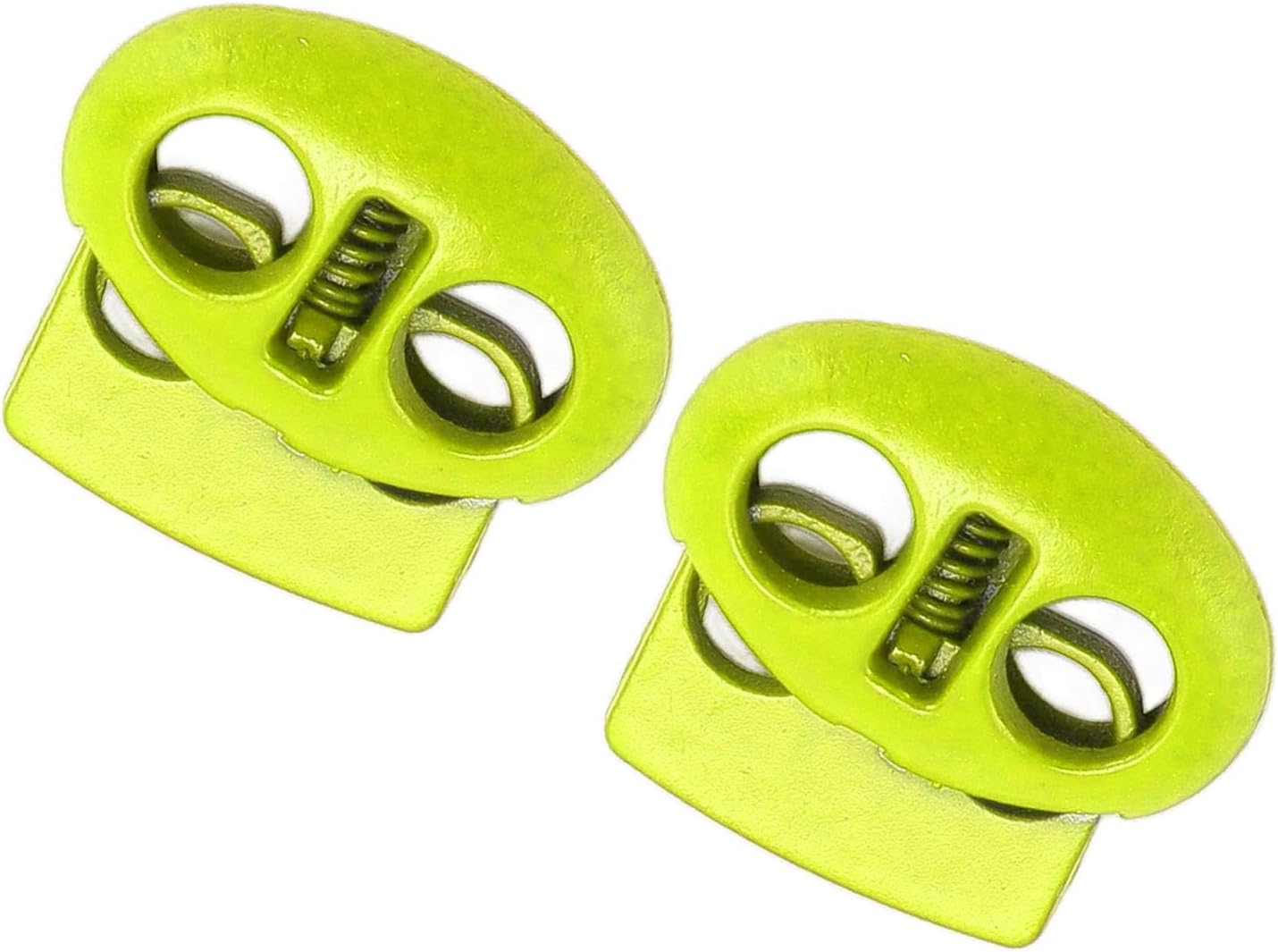 Pilipane Metal Cord Locks Double Hole Spring Stopper Fastener Slider Toggles End for Drawstrings Shoelaces Backpack Bags 30pcs Zinc Alloy Lightweight Portable (Fluorescent Green)