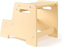 Vista 7 de Stepup Baby Taburete de madera barnizado para niños – Taburete infantil de 2 pasos con asas, madera contrachapada de abedul, base antipunta