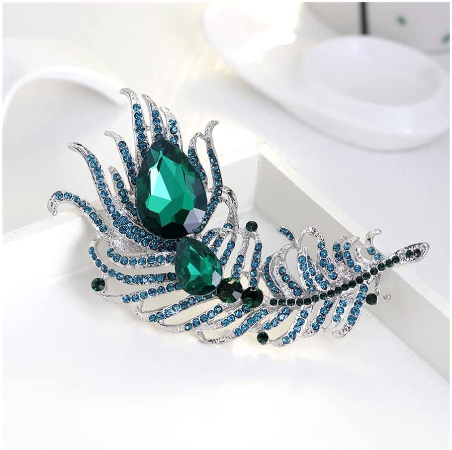 Broche de pluma de cristal para traje elegante de mujer 3