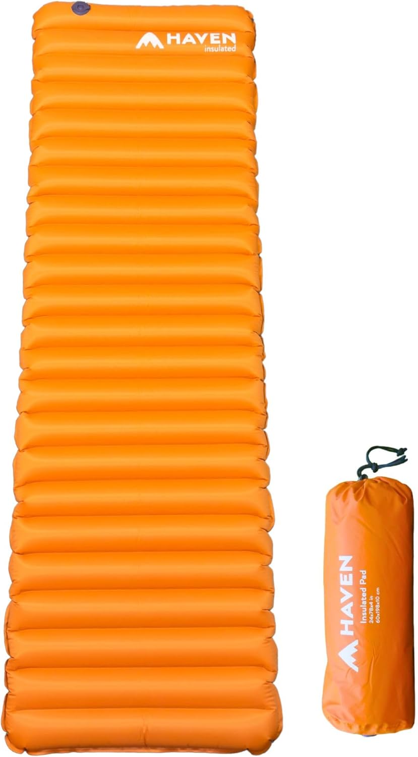 Haven Insulated Camping Pad | Backpacking Pad | Thick & Comfortable Insulated Sleeping Pad | Standard & XL Sizes (Standard)