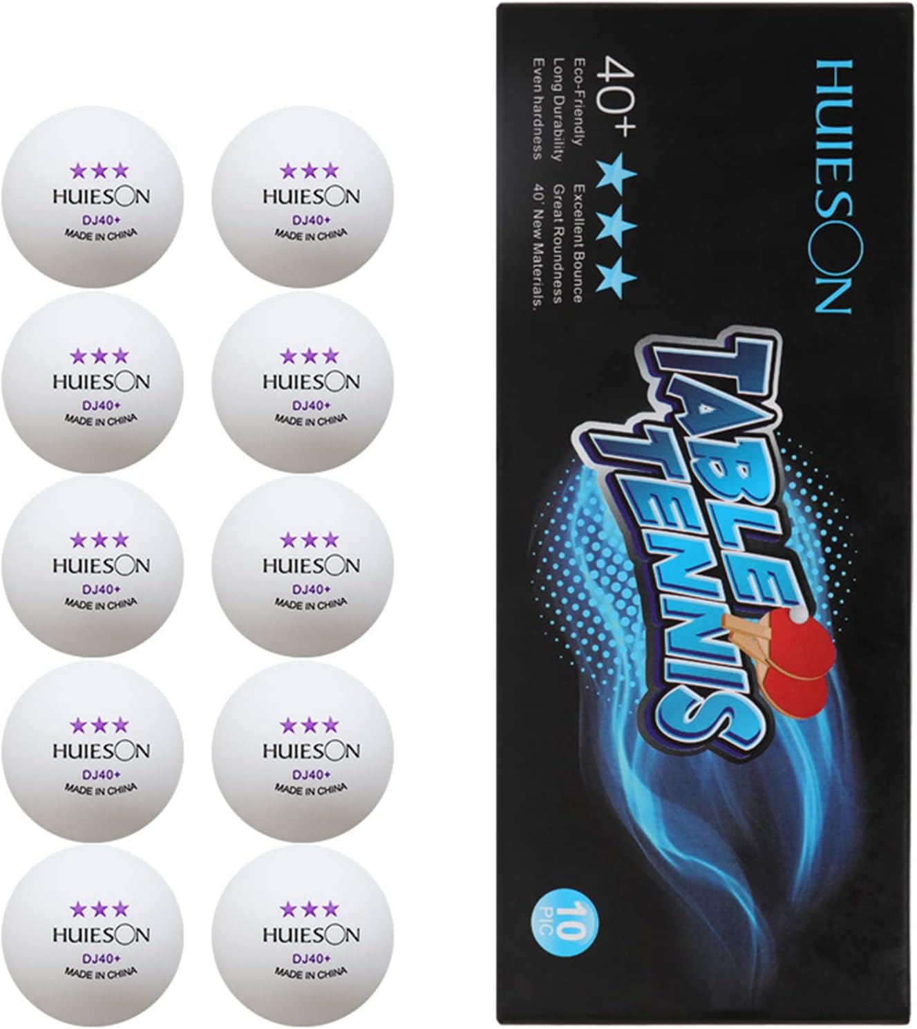 Sports Table Tennis Balls White/Orange Table Tennis Balls Official 40mm Size + 3 Star Pro Balls 10 Pack