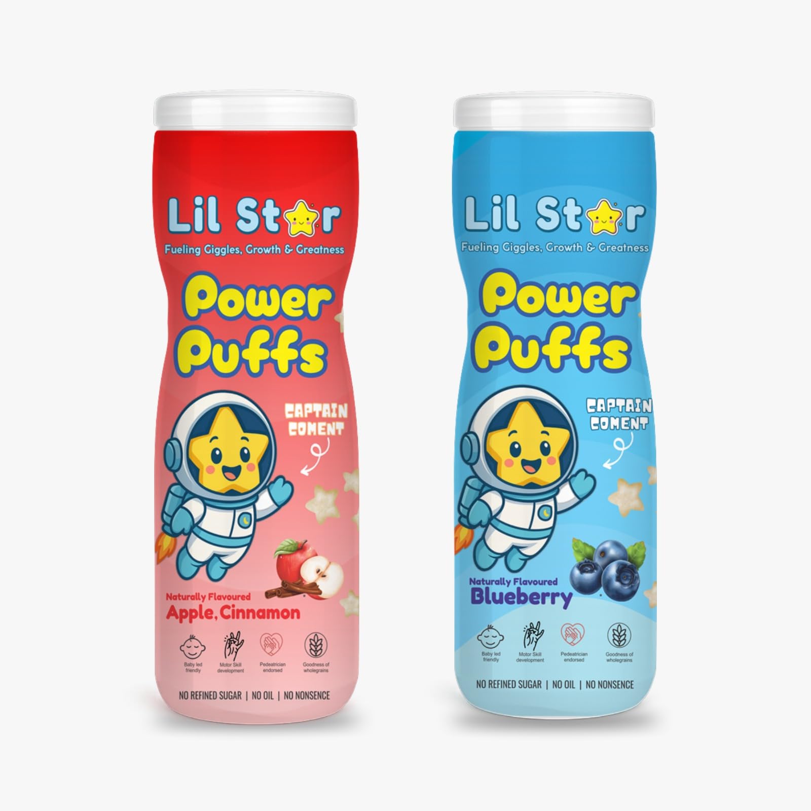 Lil Star Power Puffs (Pack of 2) |(Blueberry + Apple Cinnamon) | Healthy Snacks for Babies, Whole Grains with Rice | Wheat and Oats | No Refined Sugar | No Oil-image-4