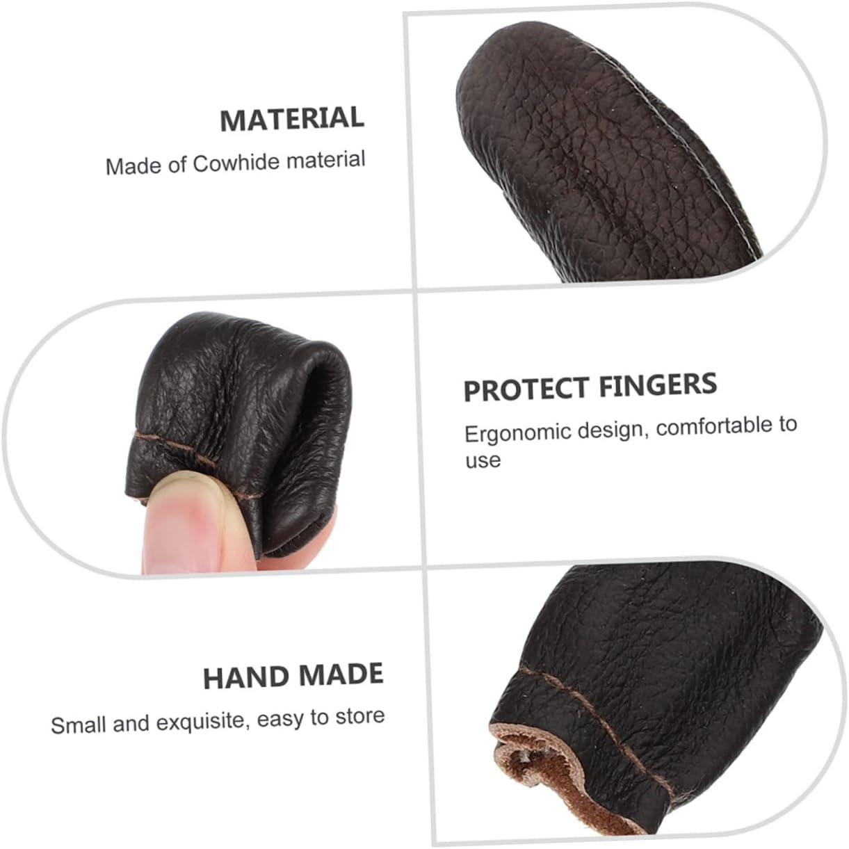 Lurrose 20sets DIY Leather Thimble Finger Protectors for Hand Sewing Quilting Embroidery Durable and Lightweight Cowhide Finger Sleeves for Crafting and Needle Felting