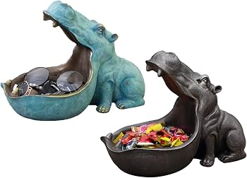 りんりんぞう様用 【新品•未使用】hippopotamus ケット/ネイビー Obelunrp Hippopotamus Storage Ornament, 8.9inch Resin Big Mouth