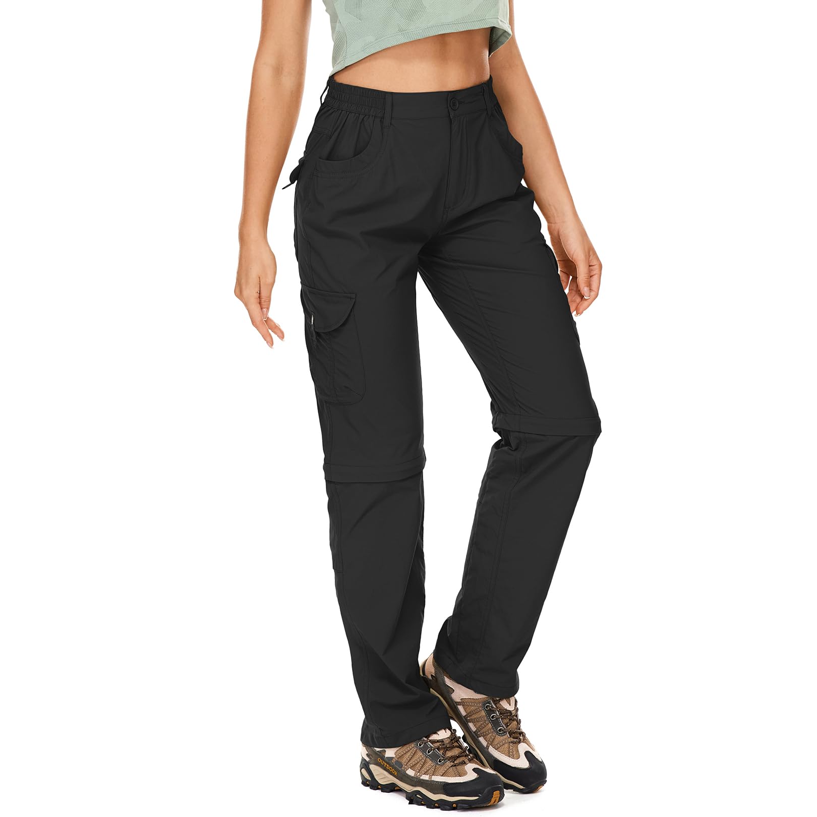 Pantalon de randonnée zippé pour femme - Respirant - Extensible rapidement - Pantalon fonctionnel amovible - Pantalon d'extérieur - Pantalon de randonnée d'été