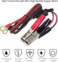 Vista 6 de KUNCAN Pinzas tipo cocodrilo para terminales de batería - Pinzas de cocodrilo para batería a cable de arnés de terminal de anillo 2 pines, cable