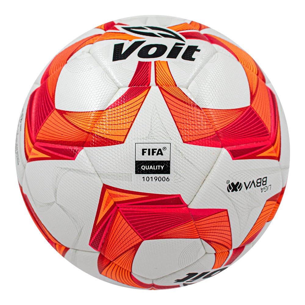 Voit FIFA Qualitäts-Fußball, Weiß mit Rot-Orange-Design, professionelle Liga, Größe 5, Liga MX Aereus