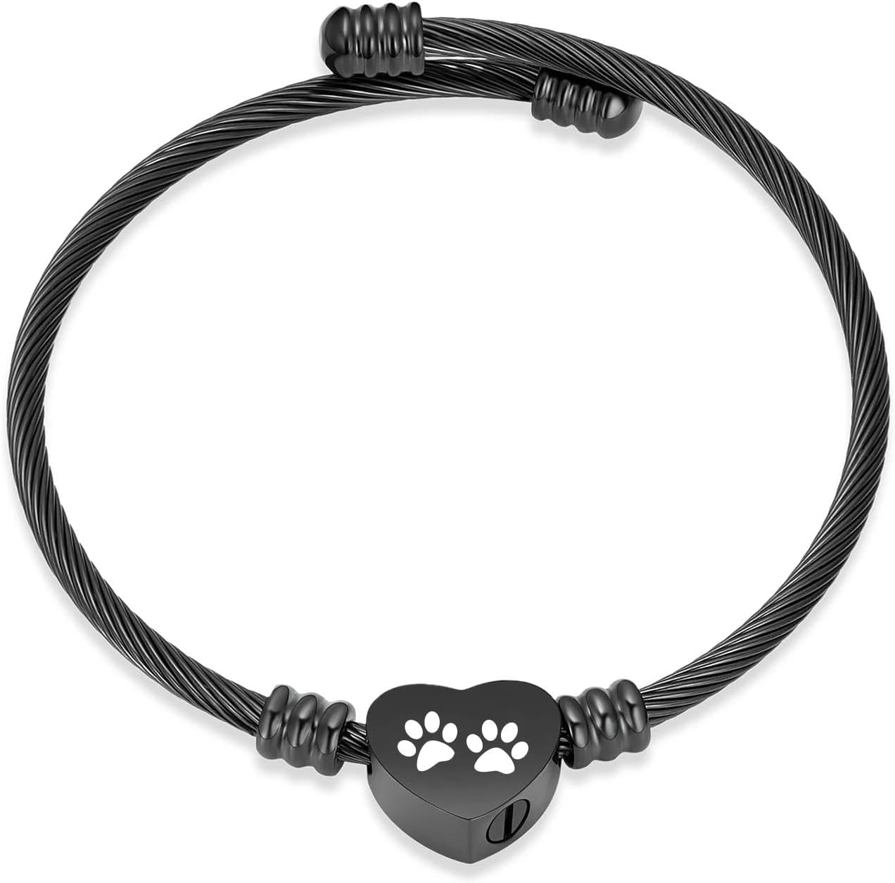 遺灰用火葬ブレスレット 女性用 ステンレススチール ハート型骨壷 調節可能なバングル メモリアルペットジュエリー 犬 猫 記念品ギフ