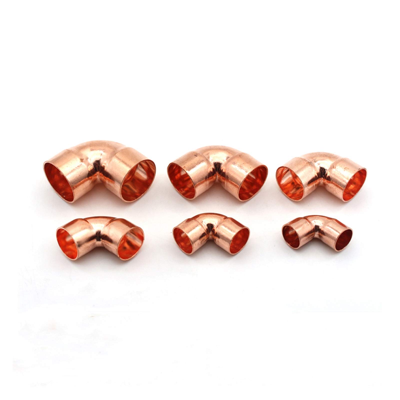 Pipe Fittings 45 50 54 60 67 70 76 80 89mm Inner Diameter 99.9% Copper End Feeding Solder 90 Degree Elbow Pipe Installation Joint for Air Conditioning (Color : ID 76mm Wall 2.0mm) Brass Hose