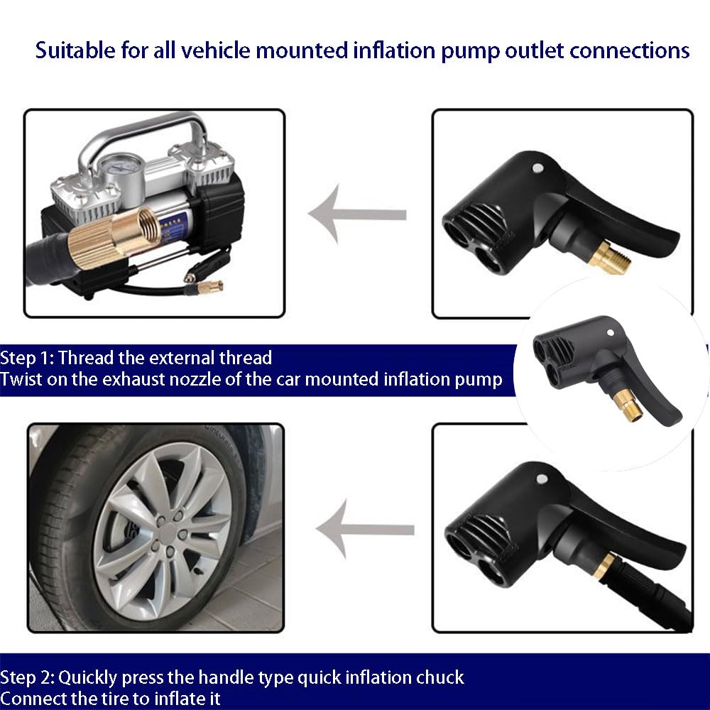 Dual Head Bike Track Pump - Multi-use Connector Head Pump Valve Adapter for Mountain & Road Bikes, Black - Image 3