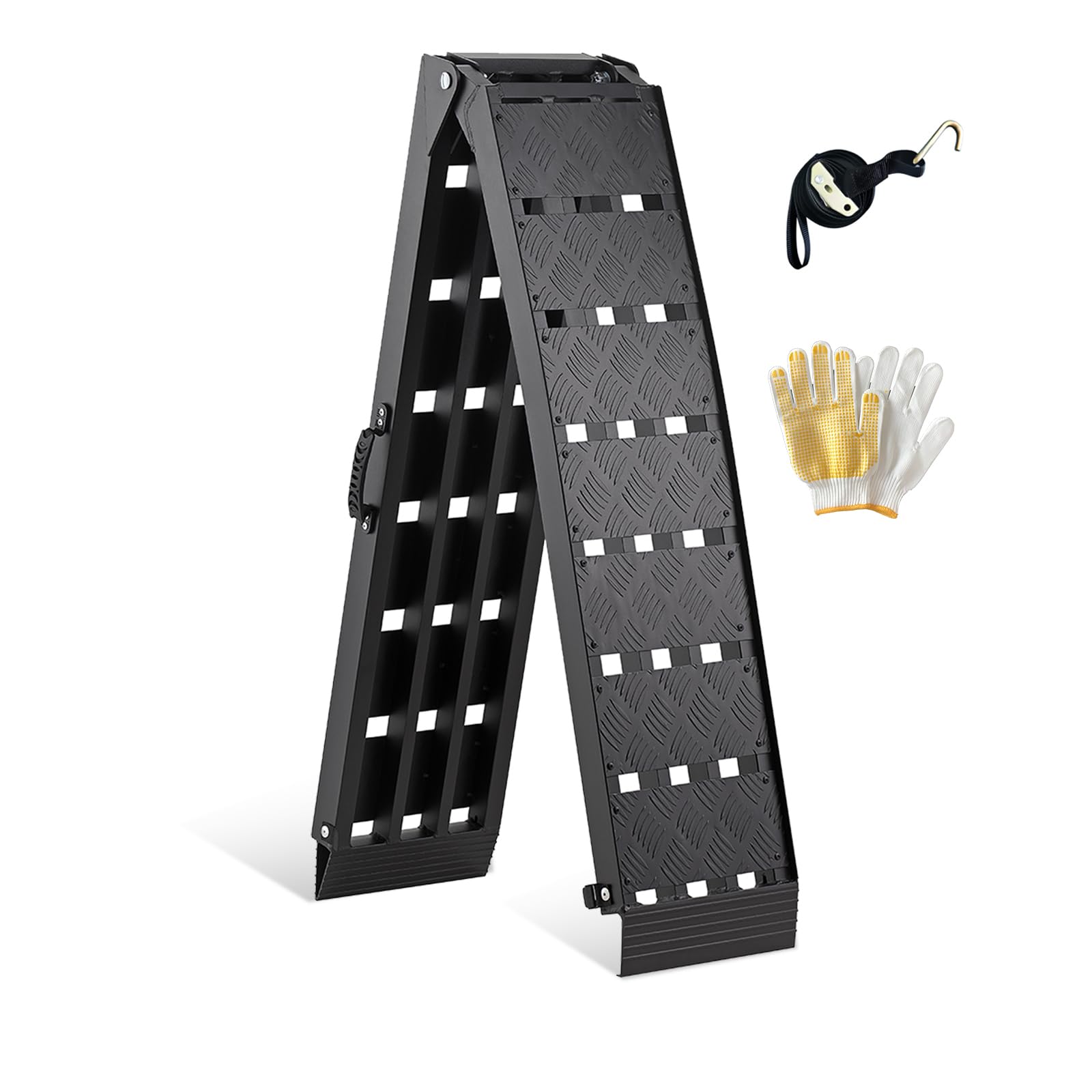 gardhom Rampa Moto Robusta Pieghevole 340Kg Alluminio Rampe per Auto Portatile 228X28X4.5cm Rampe Di Carico per Adatta A Tosaerba, Biciclette e Quad