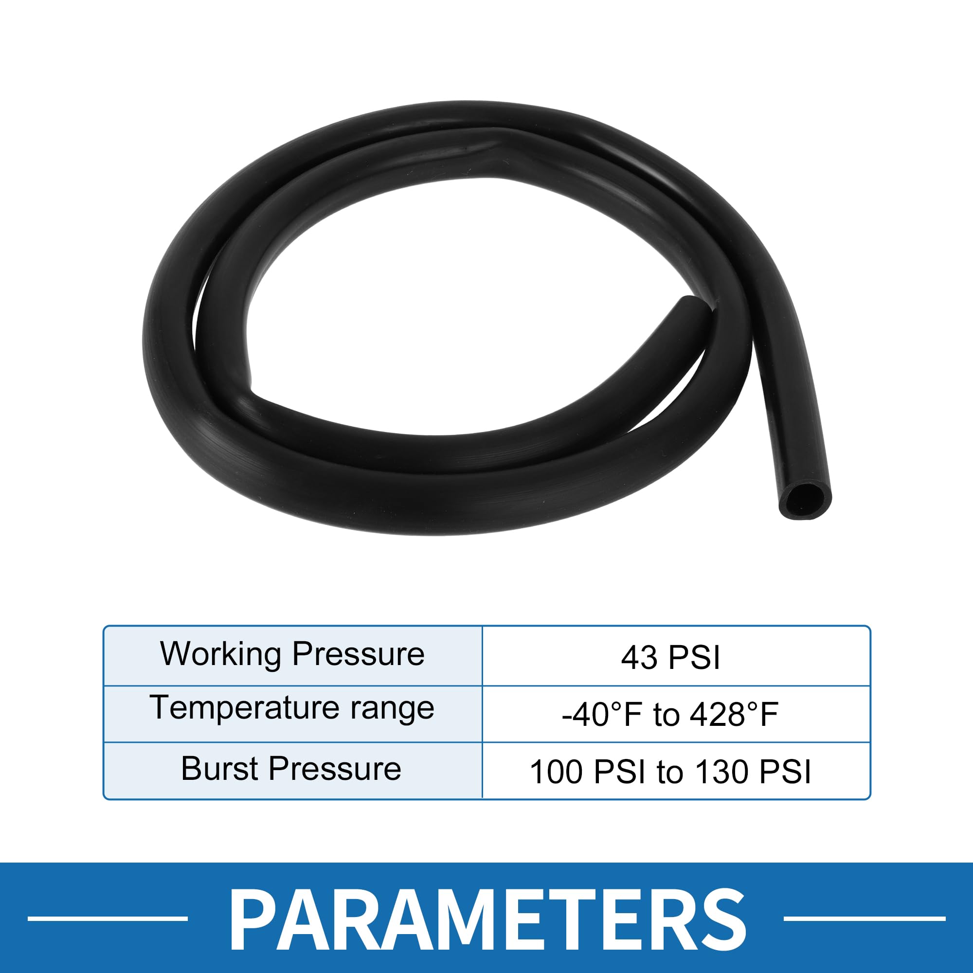 A ABSOPRO Tubo Flessibile in Silicone per Vuoto ad Alta Temperatura 4FT 9/16" 14mm ID 2.5mm Spessore Linea di Vuoto per Automobili in Silicone Nero 1 pezzo