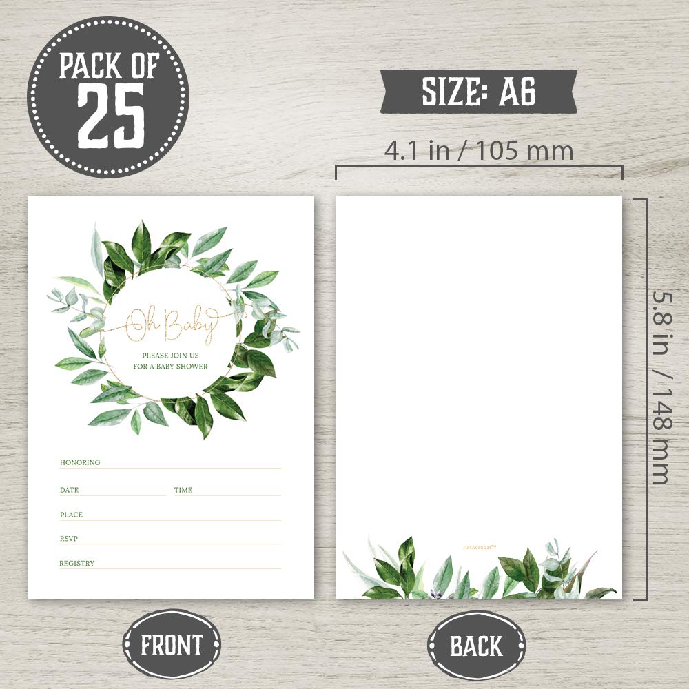 Zestaw 25 zaproszeń na baby shower, bilety na loterię na pieluchy, kartki z życzeniami na baby shower, kartki z kopertami | Dżungla, safari, boho, kwiatowe, tropikalne zaproszenia na imprezę