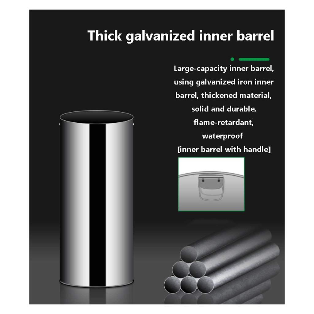 Trash cans Indoor Outdoor Stainless Steel Barrel-Shaped Open Top Trash Can 52 Liters/13.7 Gallons,Without Lid,with Removable Inner Barrel,Commercial Grade Garbage Bin (Color : Black Gold, Size : 11.