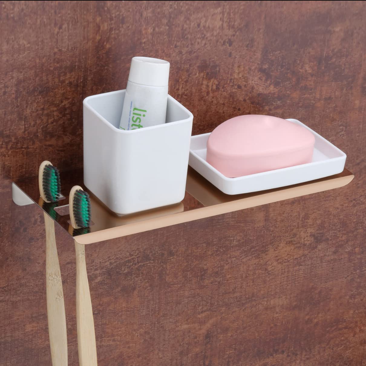 Plantex Stainless Steel with ABS Material 2 in 1 Soap Dish with Tumbler Holder/Soap Stand/Tooth Brush Holder/Bathroom Accessories - Wall Mount (Rose Gold Finish) (B0B7JPT6JY) Amazon Price History, Amazon Price Tracker