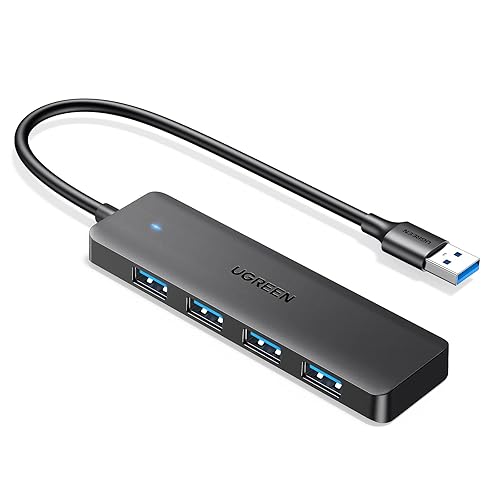UGREEN USB Hub 3.0, USB Splitter 4 Port Ultra Slim with 5Gbps Data Transfer, USB Extender for Mouse, Keyboard, Flash Drive, U Disk, Printer, Compatible with Laptop, Desktop PC, Xbox, PS5, and More - 15CM