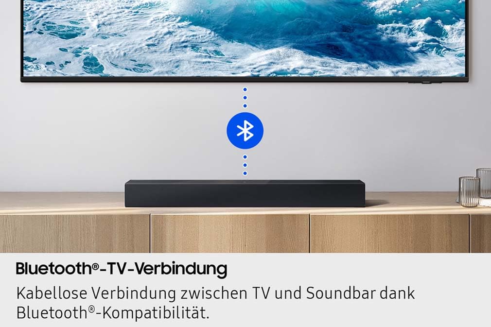 Samsung HW-B410GF B-Series 2.0-Kanal-Soundbar für Fernseher, TV-Lautsprecher mit integriertem Subwoofer, One Remote Control, Game Mode, Bluetooth, Surround Sound Expansion (SSE)