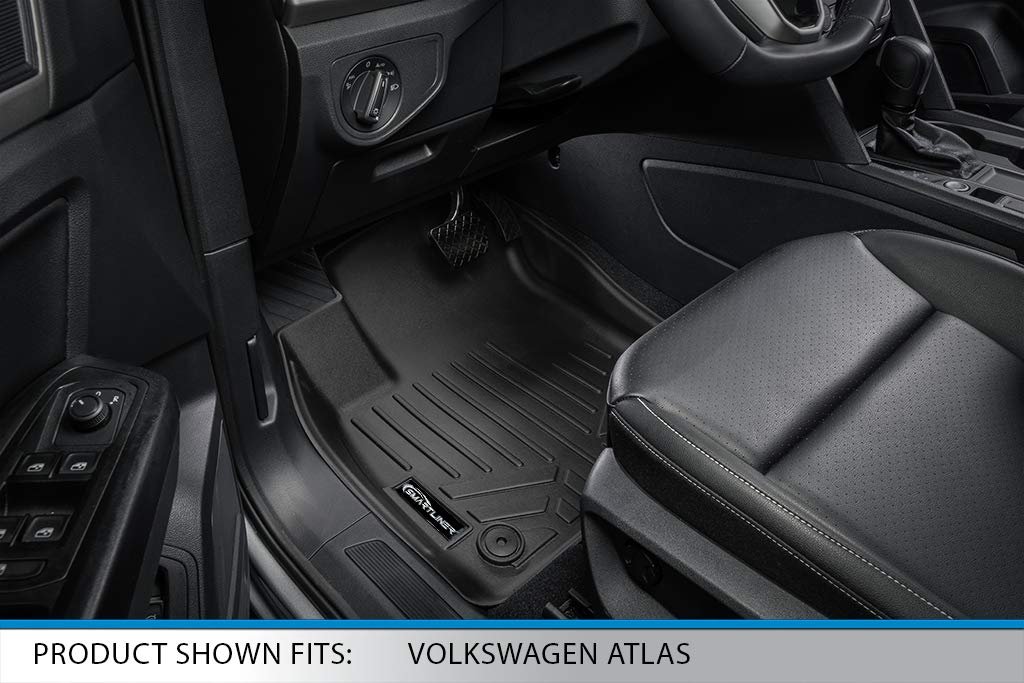SMARTLINER Floor Mats 3 Row Liner Set Black Compatible with 2018-2022 Atlas with 2nd Row Bucket Seats Without Fender Premium Audio