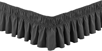 Fancy Collection Twin - Full Easy Fit Bed Ruffle Wrap Around Elastic Bed Skirt with 17" Drop New Easy Install Solid Charcoal
