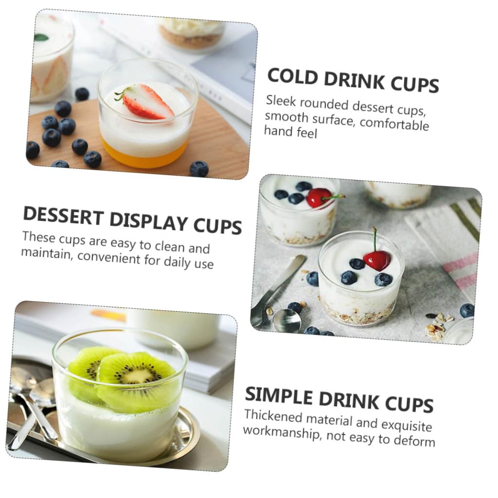 TOYANDONA Vasos de Postre de Vidrio 200 Ml 4 Unidades Tazas de Mousse Redondeadas Resistentes al Calor para Bebidas Frías y Snacks Hogar