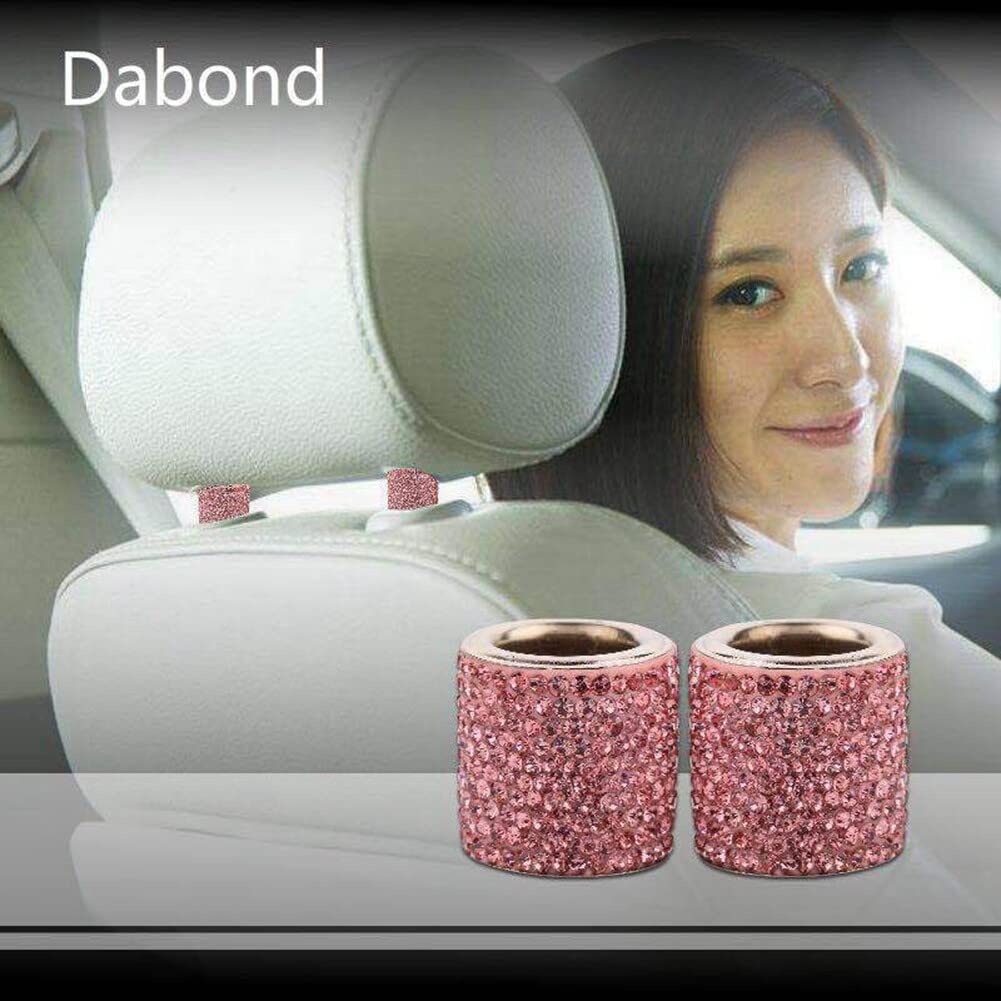 JZK 4 x bianco poggiatesta auto collare, strass cristallo poggiatesta anello bling decorazione interna per auto camion SUV veicolo