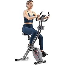 Sunny Health & Fitness Smart Folding X-Bike, Compact Home Exercise Bike for Indoor Use, Full-Body Low-Impact Workout, Cardio Training, 14-Level Magnetic Resistance, Bluetooth & Free SunnyFit App