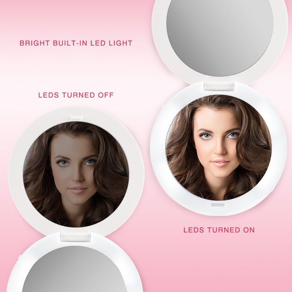 PLEMO LED Lighted Makeup Mirror 2-sided with 2X Magnifying Mirror and 1x Mirror