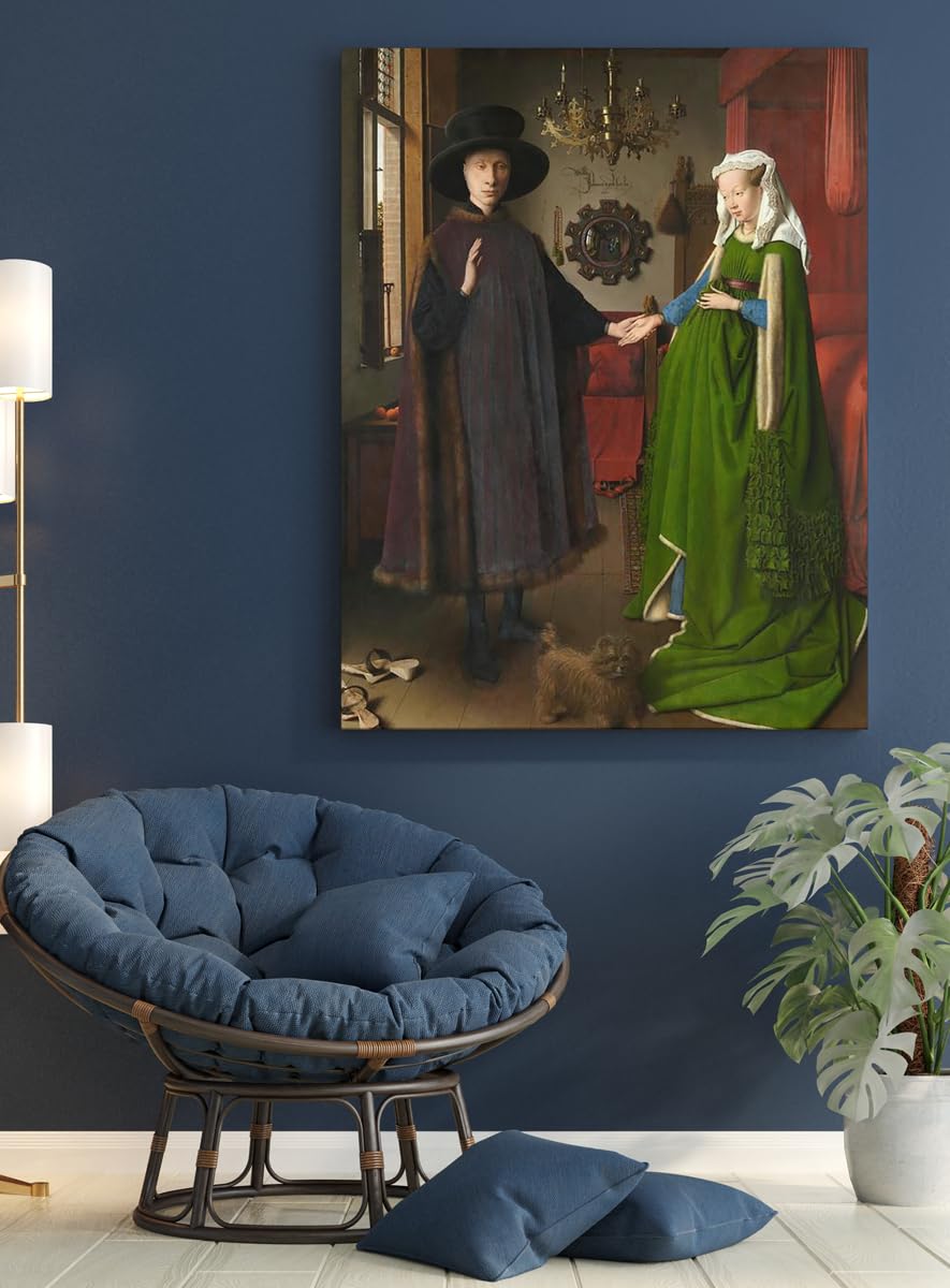 El Matrimonio Arnolfini | Jan van Eyck | Renacimiento Flamenco | Cuadro Canvas Wall Art | Impresión Giclée lienzo algodón puro | Bastidor 3cm | 55x75cm