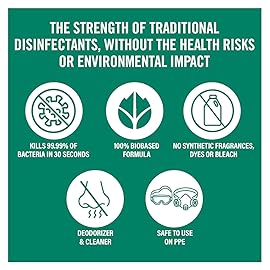 Benefect Botanical Decon 30 Disinfectant Cleaner, 14 oz. Ready-To-Use Spray, Hospital Grade Disinfectant, Kills Over 99.99% of Germs, Safe for Food-Contact Surfaces (Light Lemon & Thyme Scent)