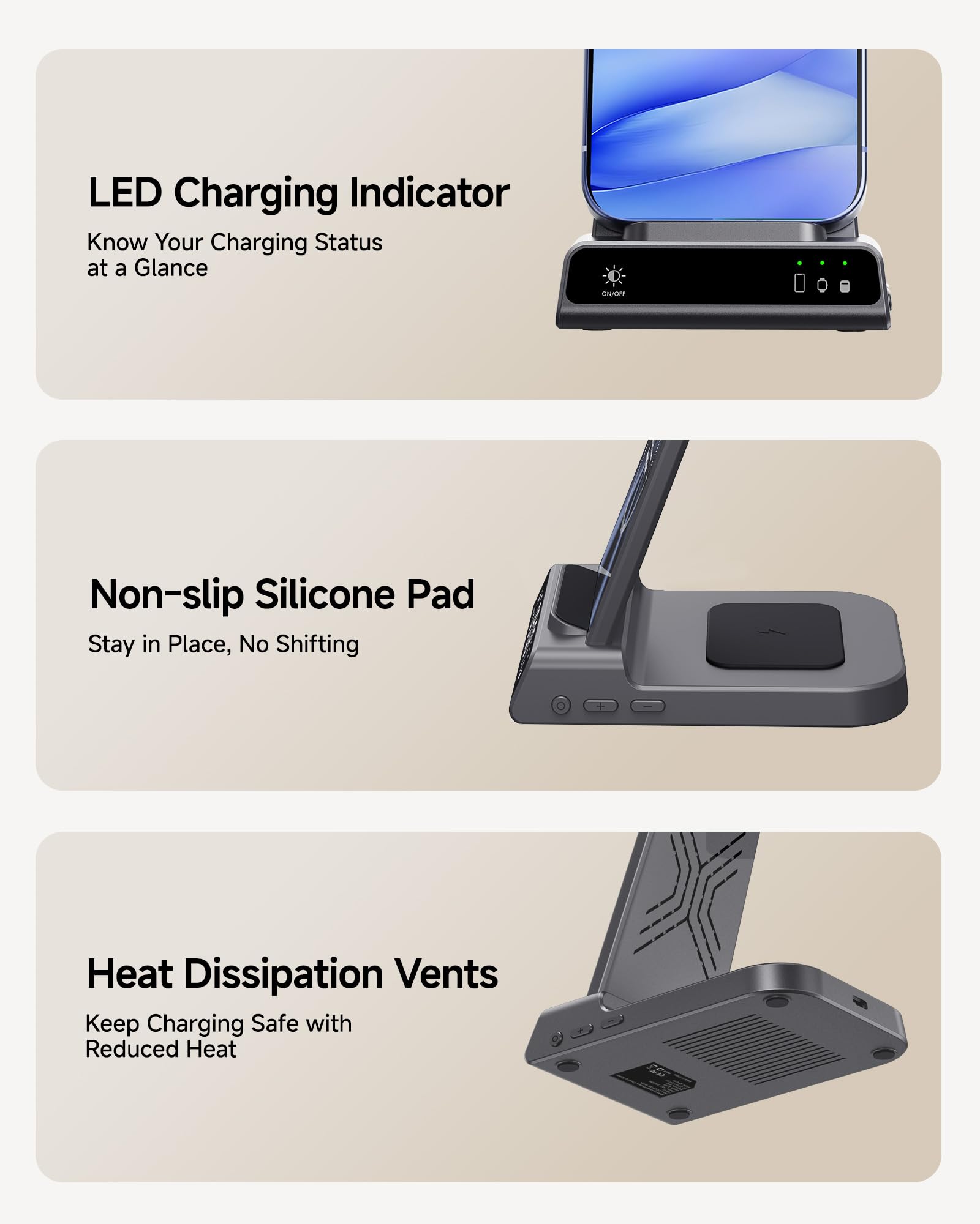 SwanScout Bezprzewodowa Ładowarka do Pixel Watch 3/2/Fitbit Versa 4, Stacja Ładująca 3 w 1 do Google Pixel 10a/10 Pro/10 Pro XL/10/9a/8/7/6, Wireless Charger for Pixel Buds (Not for Pixel Watch 4/1)