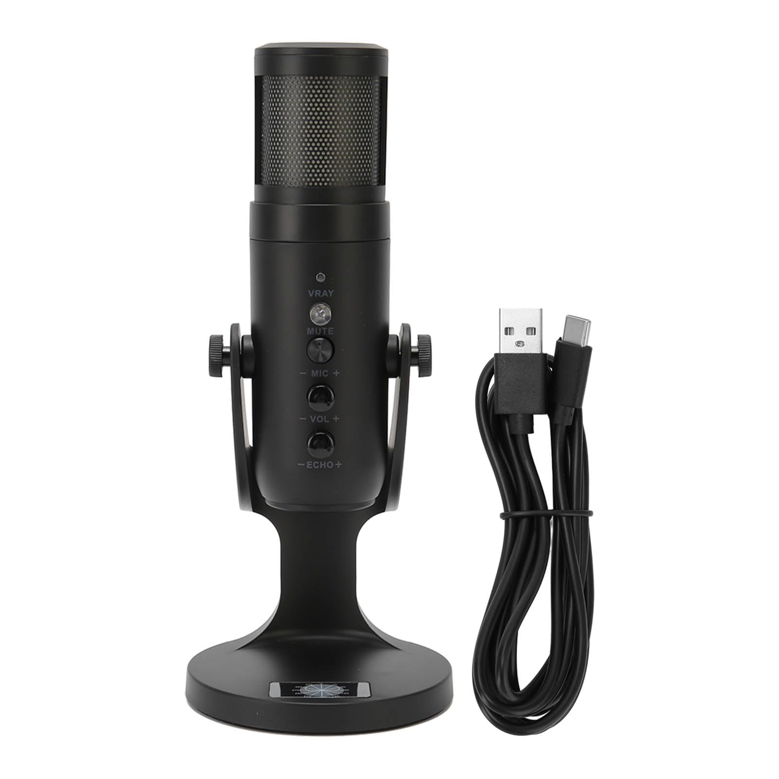 USB Condenser Microphone with RGB Light, Professional Recording Microphone, 360 Degree Rotatable Computer Mic for PC Laptop iOS, Plug and Play USB Microphone with Noise Reduction C