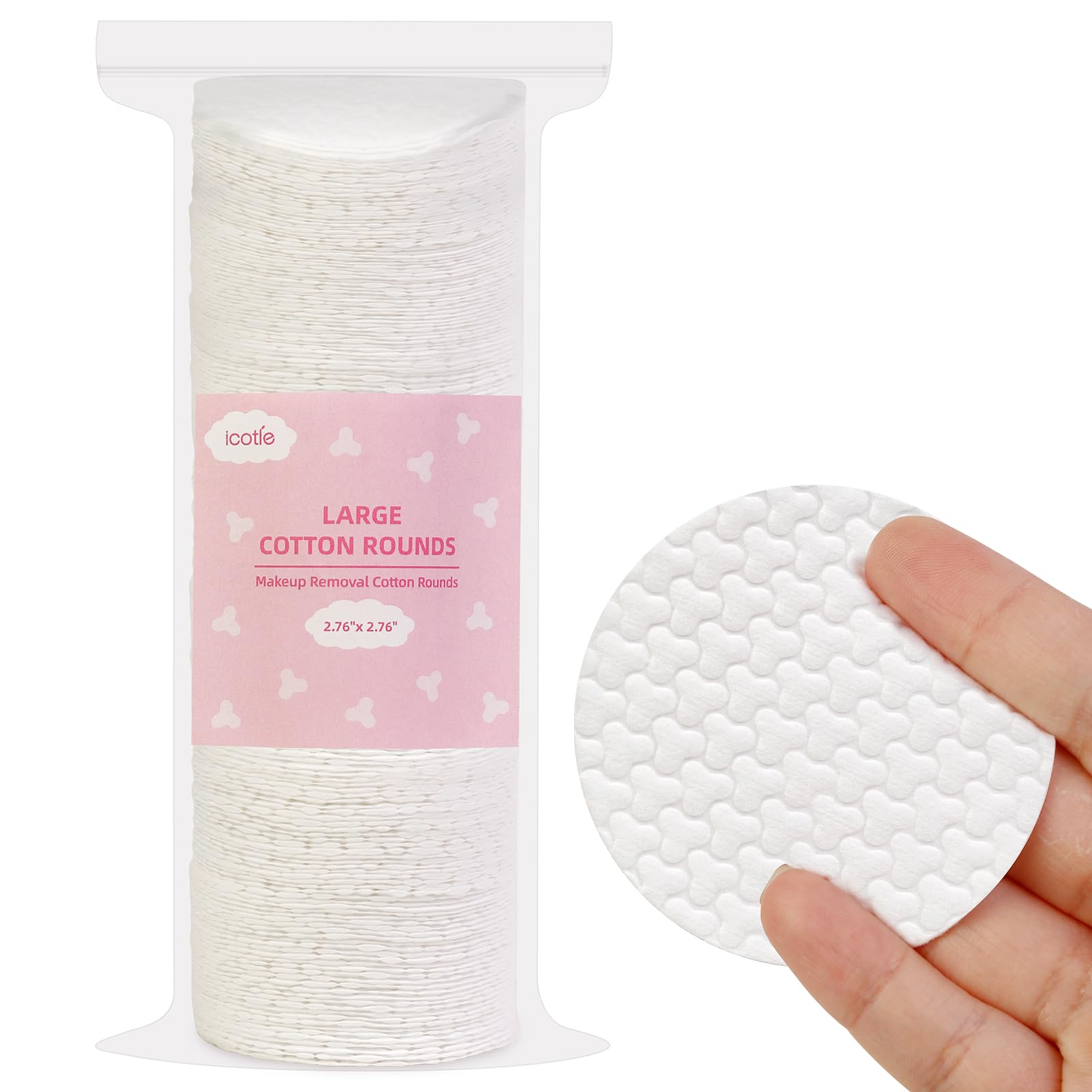 ICOTLE Large Cotton Rounds, 200 Count, 2.76 in, 100% Pure Cotton