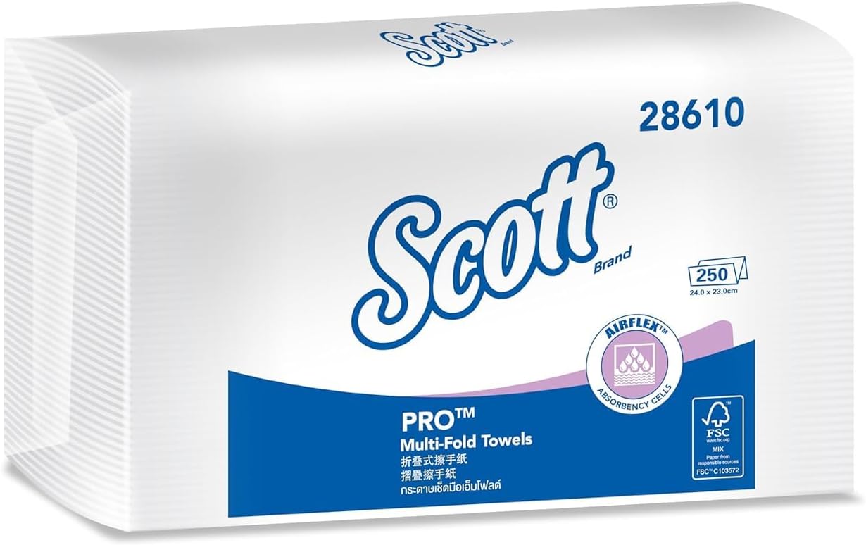 Multi-Fold Paper Towel 28610 - 1 Pack x 250 Sheets (White Colour - Sheet Size 24 cm X 23.1 cm)