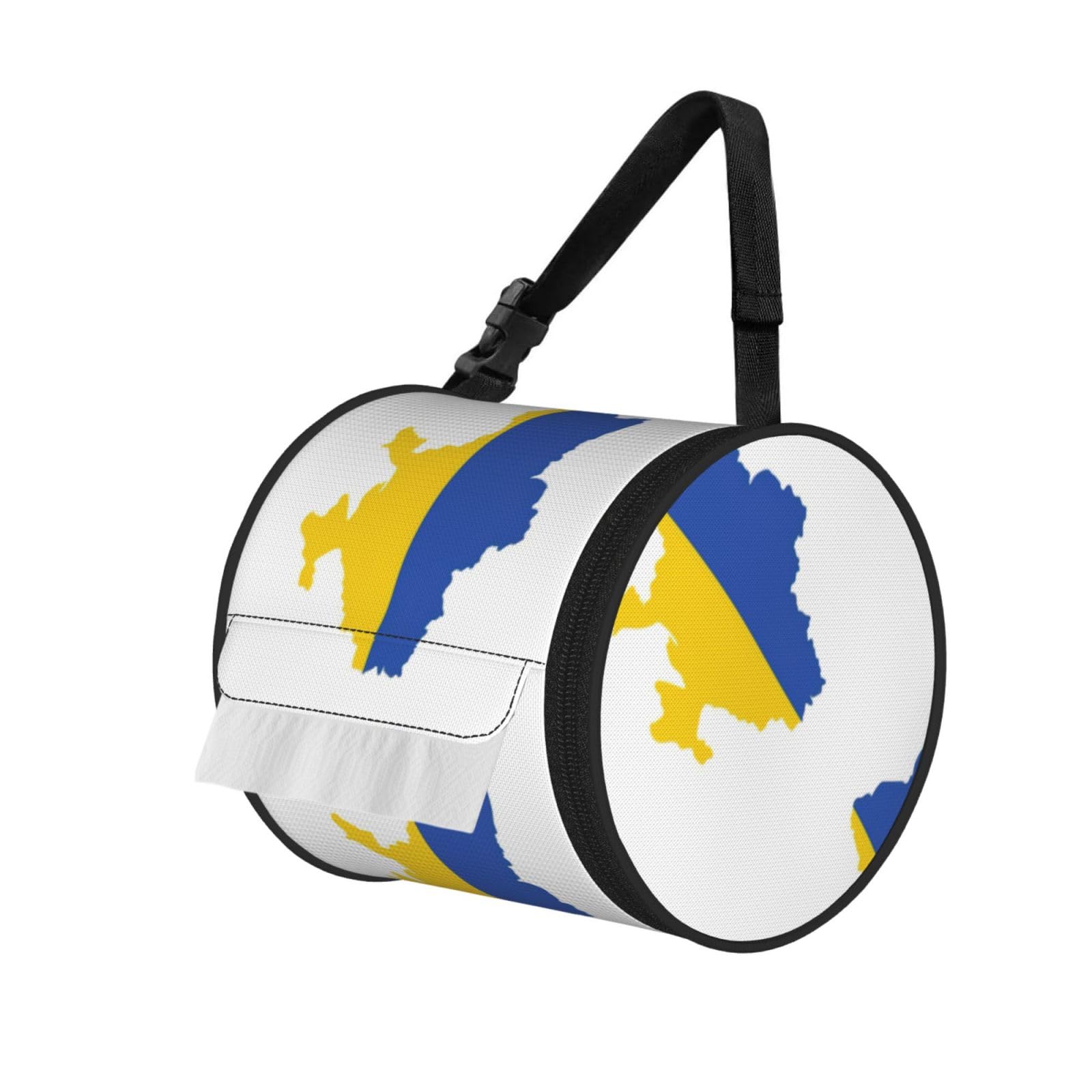 Ukraine Flag Map Print Fashion Tissues Organizer Box, Hanging Tissue Holder For Purse Coins For Car Office Daily Outing